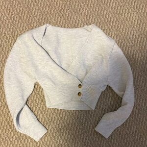 Gray Buttoned V-Neck Cropped Sweater size small